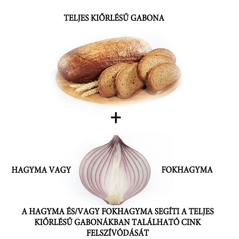 Teljes kiőrlésű gabona + hagyma