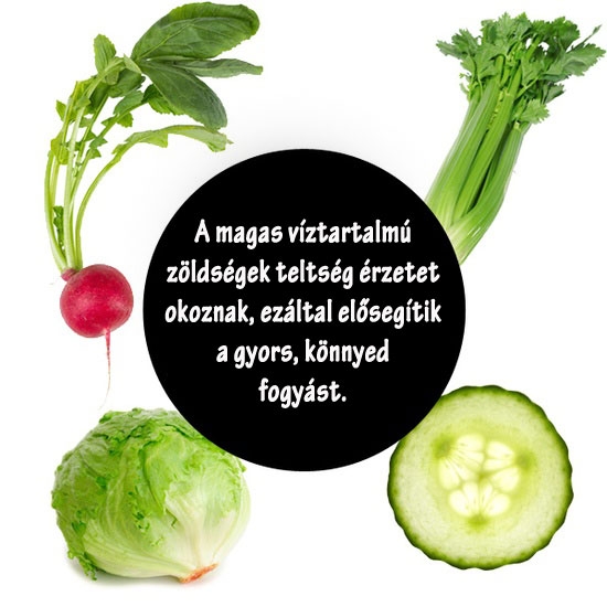 Magas víztartalmú zöldségek