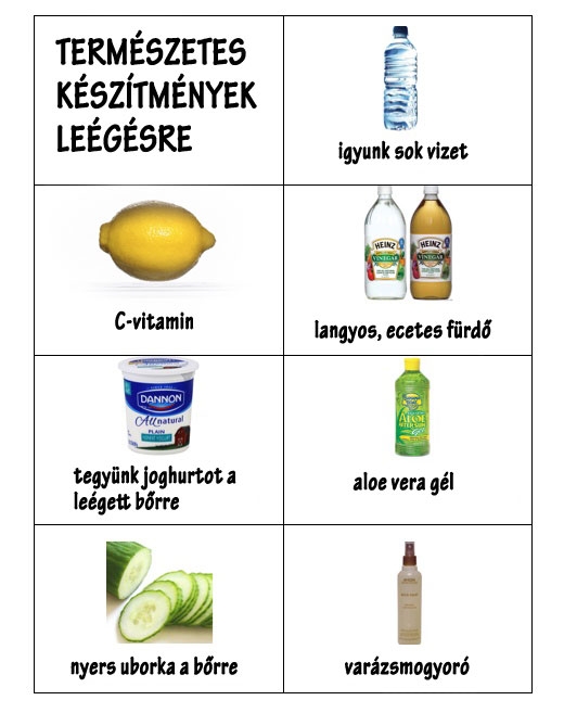Természetes készítmények leégésre