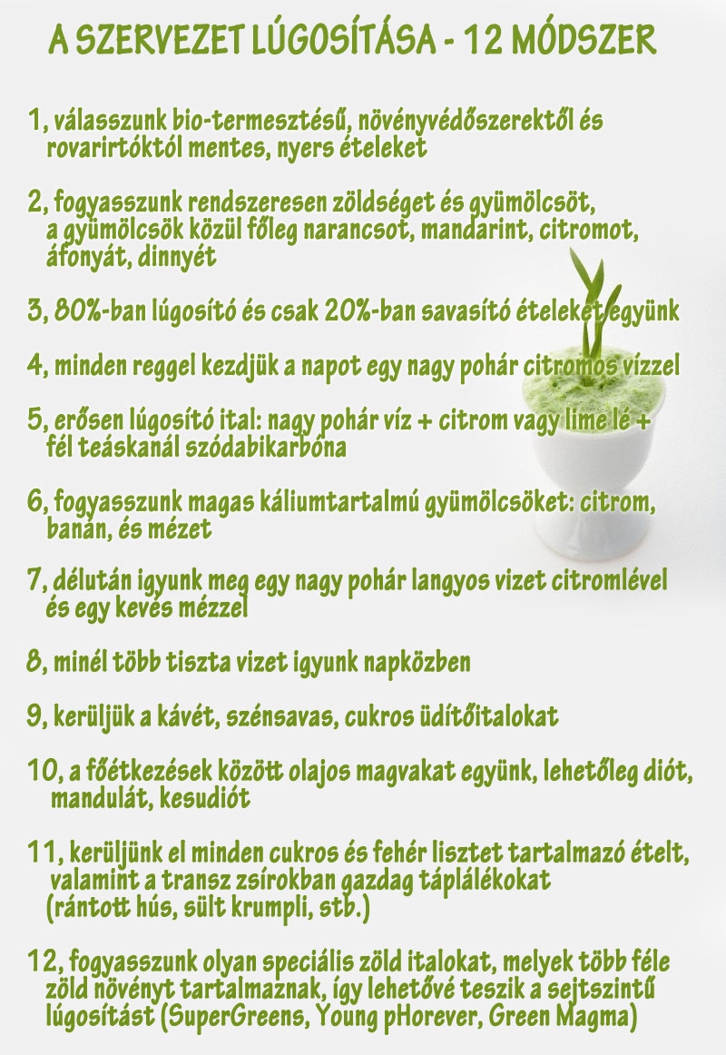 A szervezet lúgosítása - 12 módszer