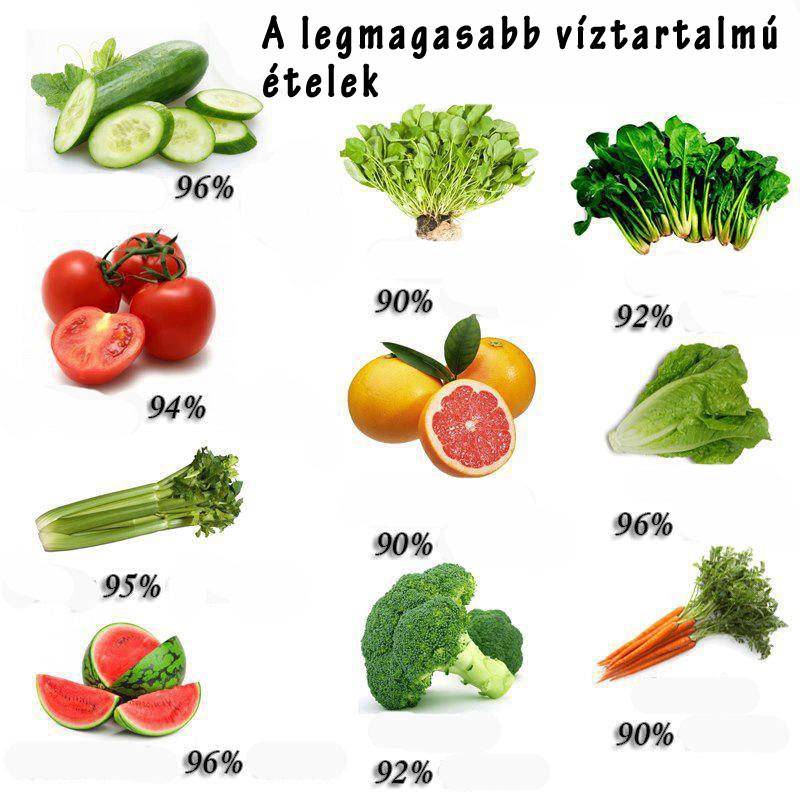 Legmagasabb víztartalmú ételek