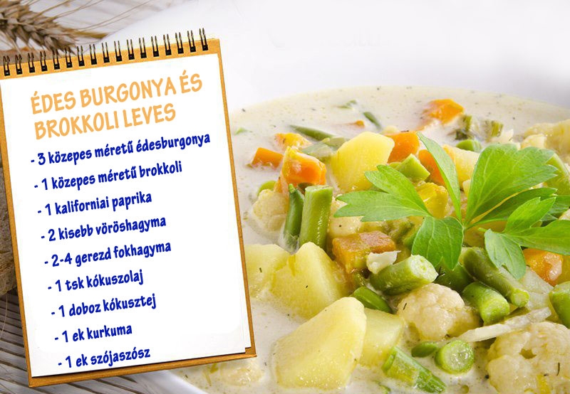 Édes burgonyás brokkoli leves